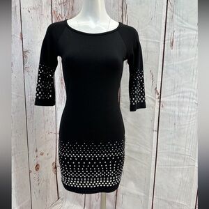 VENUS Black Mini Dress with White Detailing